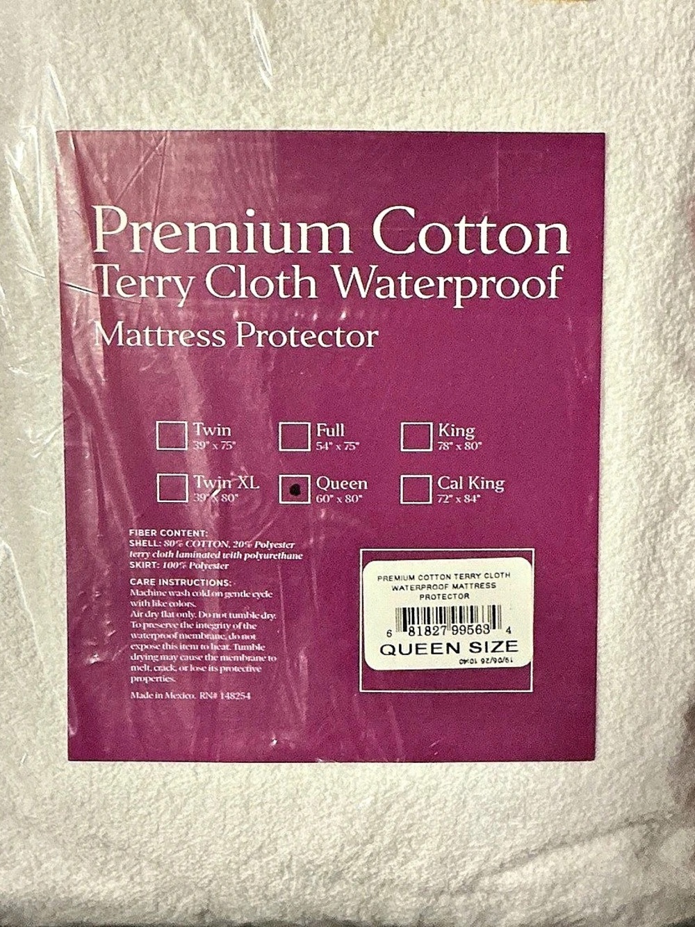 Premium Cotton Terry Cloth Waterproof Mattress Protector Queen